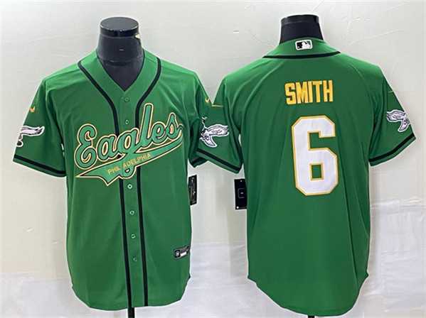 Men%27s Philadelphia Eagles #6 DeVonta Smith Green Gold Cool Base Baseball Stitched Jersey->philadelphia eagles->NFL Jersey